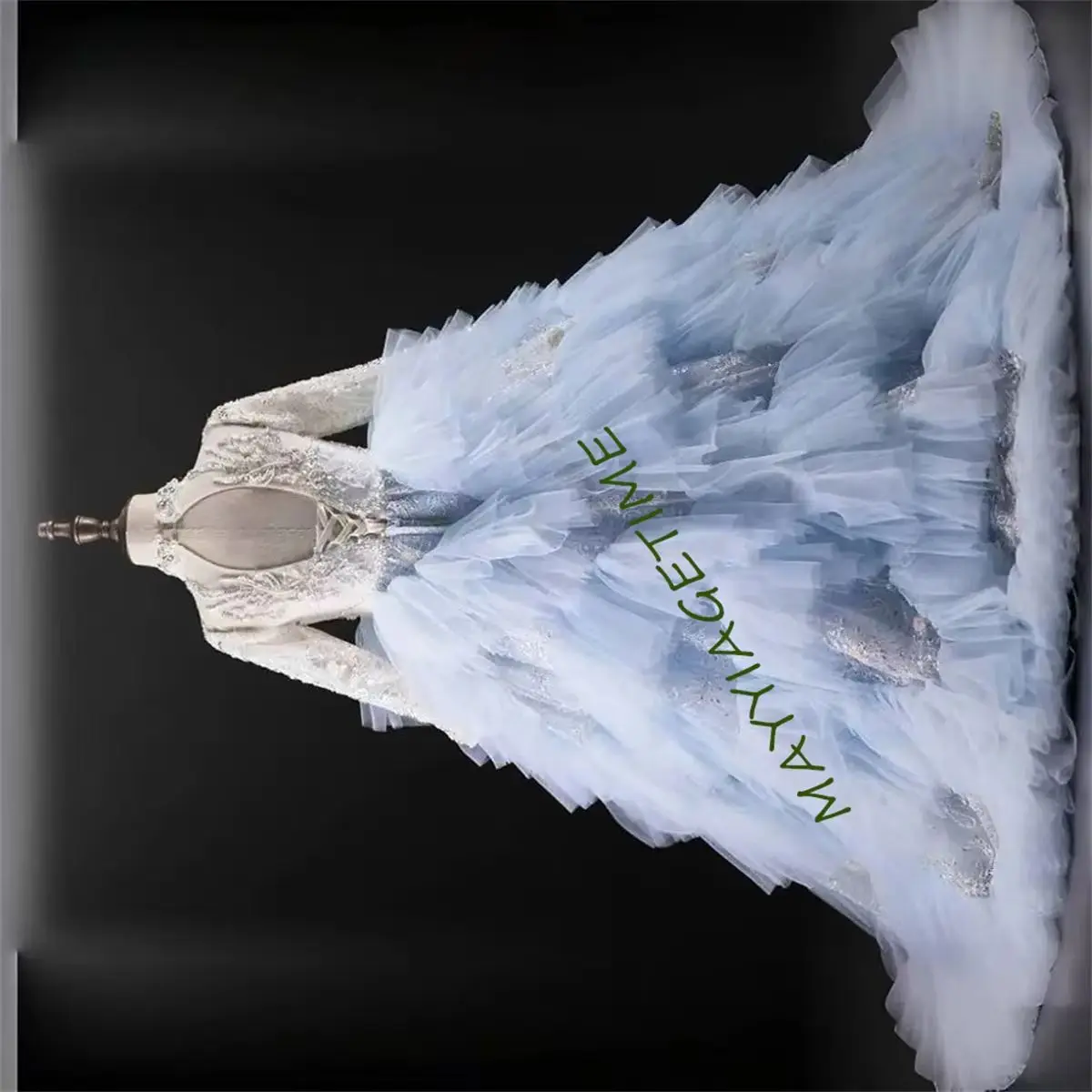 

Dubai Luxury Arabian Princess Gown Royal Blue Ball Dress with Hand-Beaded Pearls Abaya-Inspired Kids Wedding & Birthday Dress (A