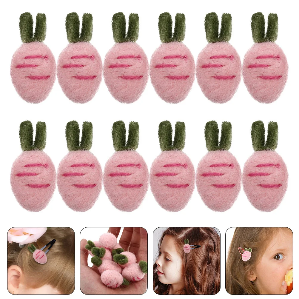 

12Pcs Felt Carrots Ornaments DIY Hairpin Accessories for Headdress Craft Making Brooch Hairband Decor Supplies