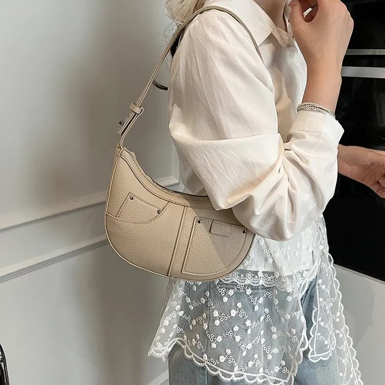 

2026 New Niche French Retro Crescent Shoulder Bag, Simple Casual Versatile Underarm Commuting Bag