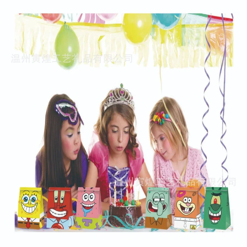 12 قطعة سبونجبوب لصالح صندوق الحلوى هدية صندوق أكياس الورق أنيمي موضوع حفلة عيد ميلاد الديكور Kawaii باتريك ستار كاندي صناديق هدية #6