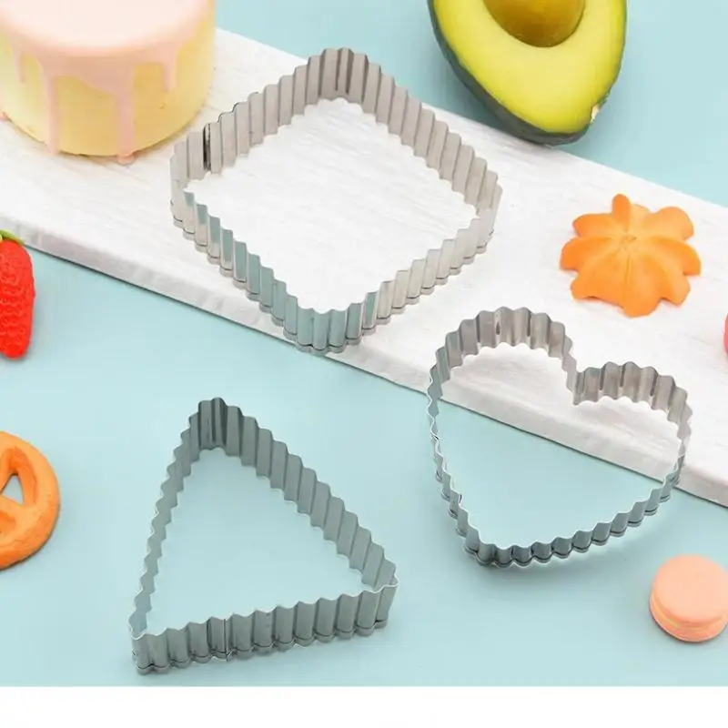 3 Buah Pemotong Kerupuk Kue Baja Tahan Karat Pemotong Fondant Alat Pembuat Kerupuk Antilengket Mudah Dilepas untuk Sandwich Muffin