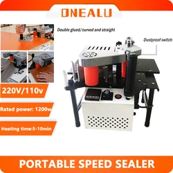 Small Mini Manual Hand Held curve trimming Edge Bonding Double Side Gluing Portable Edge Bander Woodworking Machine