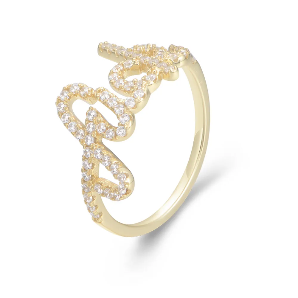 

S925 Sterling Silver Letter Ring for Women Unique High-End Design Ins Personalized Micro-Paved Zirconia Finger Ring