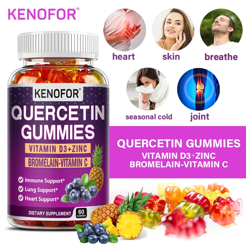 Quercetin Supplement - Vitamin D3 + Zinc Bromelain, Vitamin C - Skin, Heart, Bone Health, Immune Support, Antioxidant