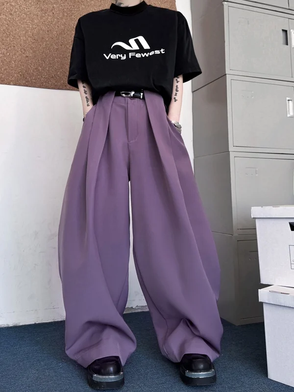 

High Waist Loose Fit Casual Pants Draped Sle Men Women ow Model Summer Faion Brand Wide Leg Pants Youth Trend