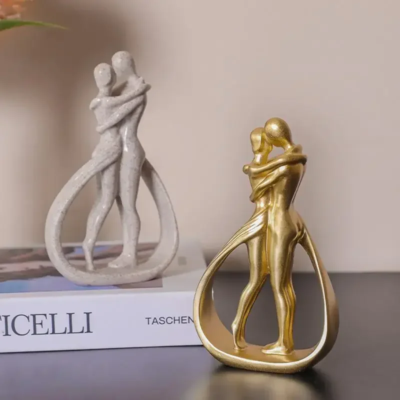 Modern Abstract Hugging Couple Statue Home Decoration Figure Sculptures & Figurines for Interior Aesthetic Living Room Ornaments