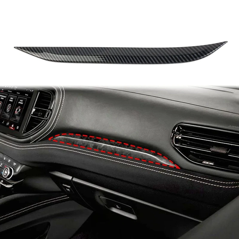 Dashboard Panel Strip Cover Trim For Dodge Durango 2021 2022 Accessories ABS Carbon Fiber