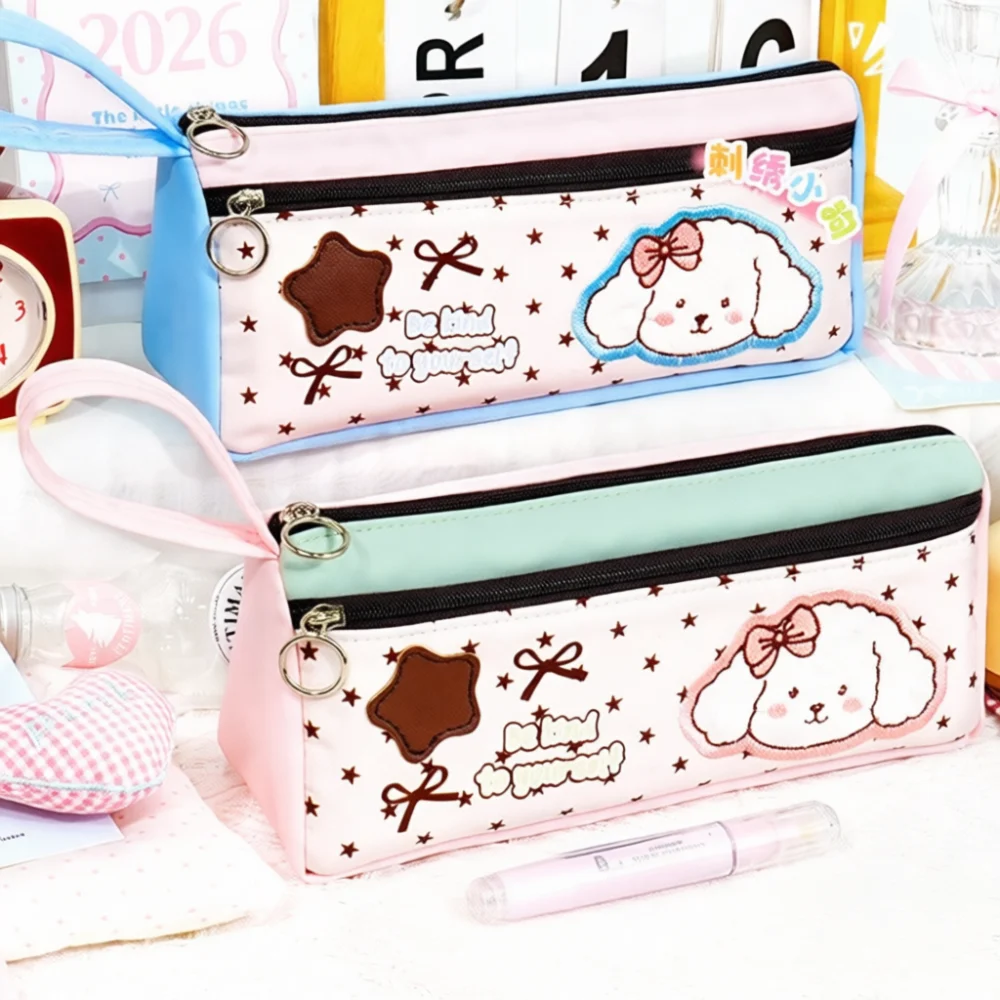 Durable Pencil Case For Tongzhuo Large Stationery Bag Aesthetic Color Block Plaid Minimalist Pen Pouch School Supplies