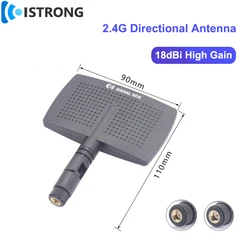 Amplificador direcional da antena da placa lisa, 2.4G, 18dbi, impulsionador alto do sinal do ganho, rota sem fio, WiFi, Rotatable, 2400-2500MHz