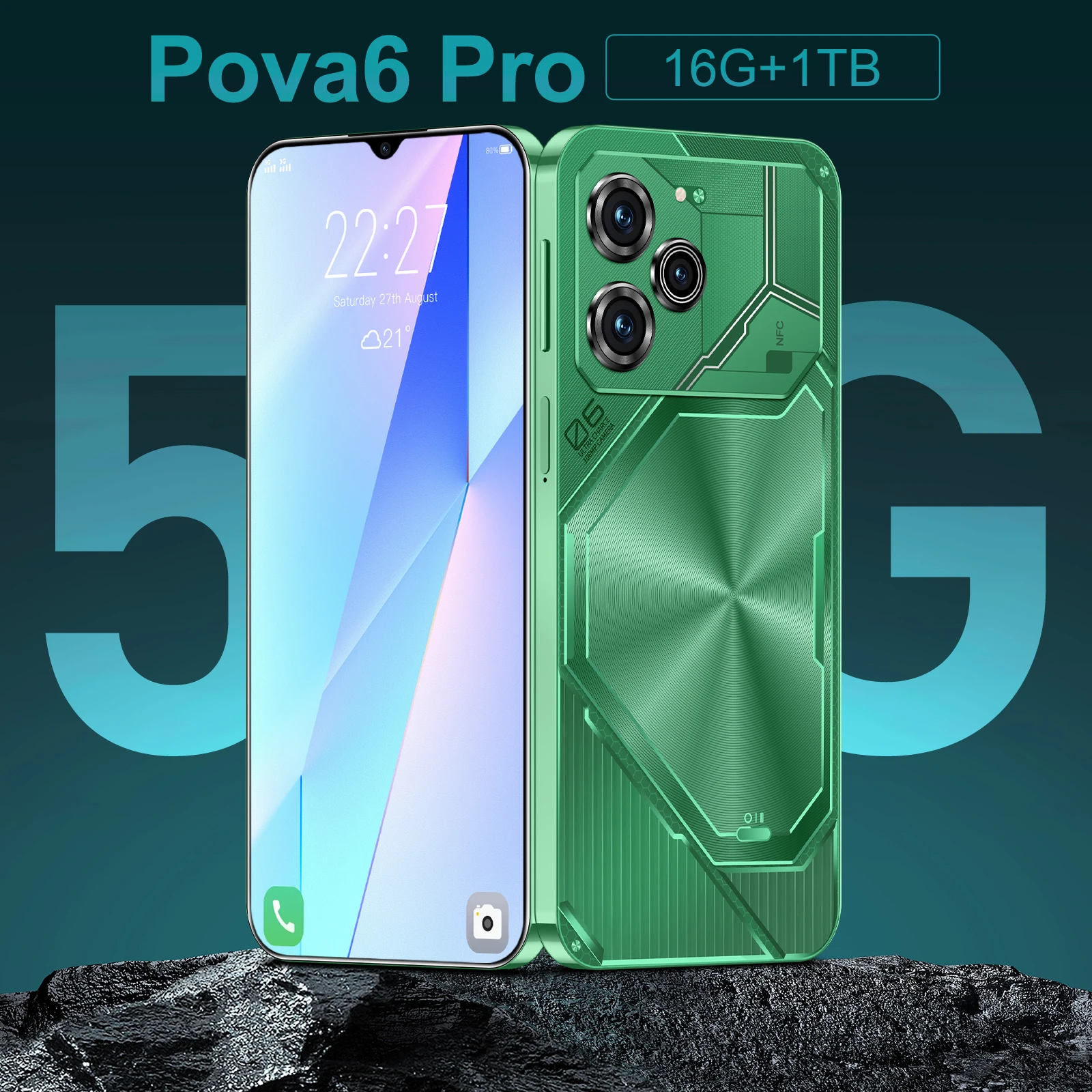 Мобильные телефоны с экраном Pova6 Pro HD7.3, оригинальные мобильные телефоны 16G + 1T 5G Dual Sim Celulare Android, разблокированные сотовые телефоны, глобальная версия