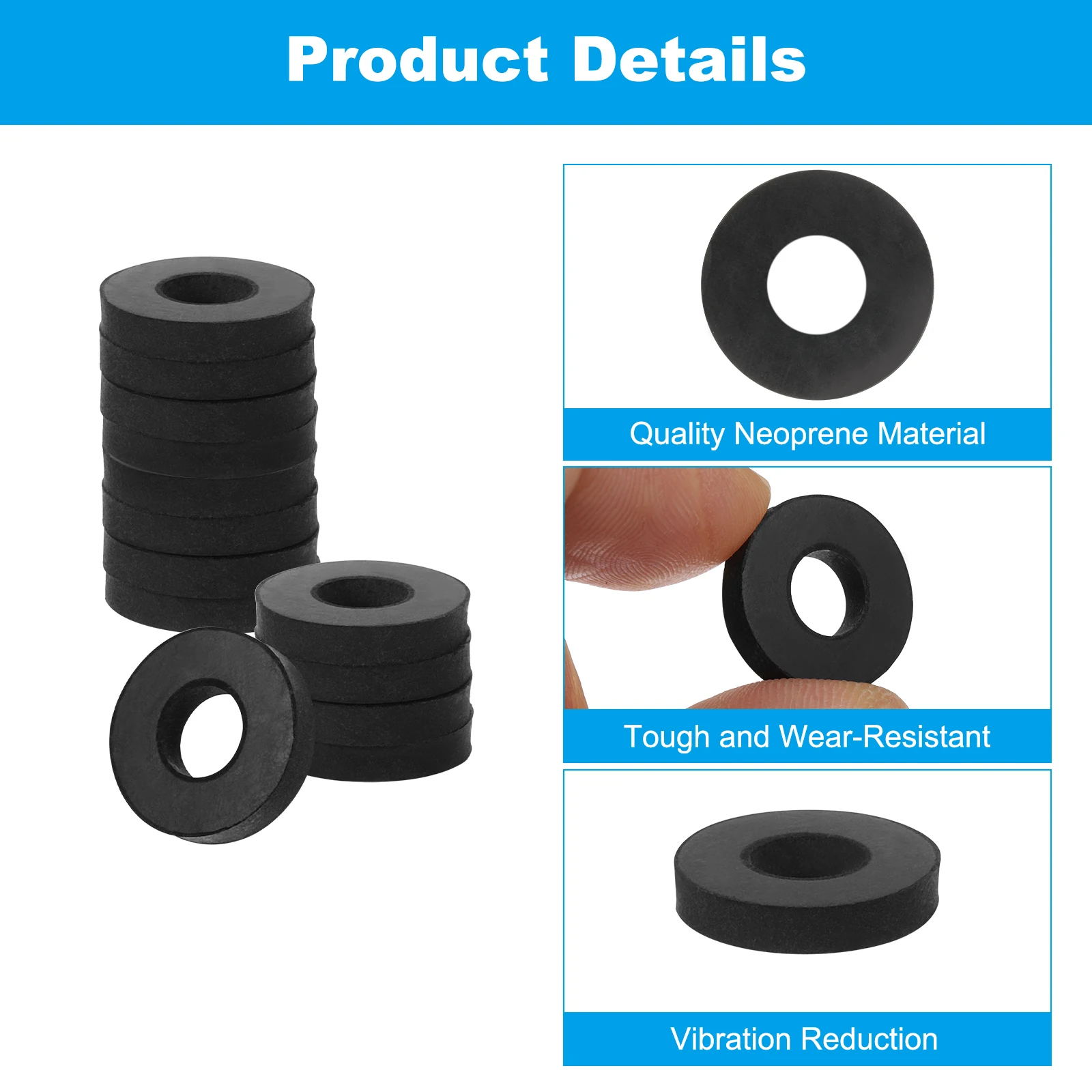 20/40/60Pcs Flat Rubber Washers Multi Purpose Spacer Rubber Bushings Anti Vibration Washers for Bolts Screws Home Car Appliances