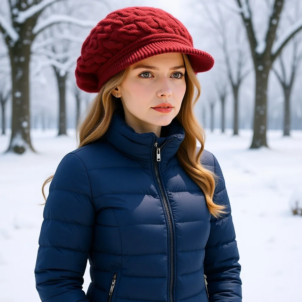 قبعة نسائية متماسكة من الصوف المخلوط قبعة حرارية عتيقة مناسبة لأزياء الشتاء متقلب للطقس البارد