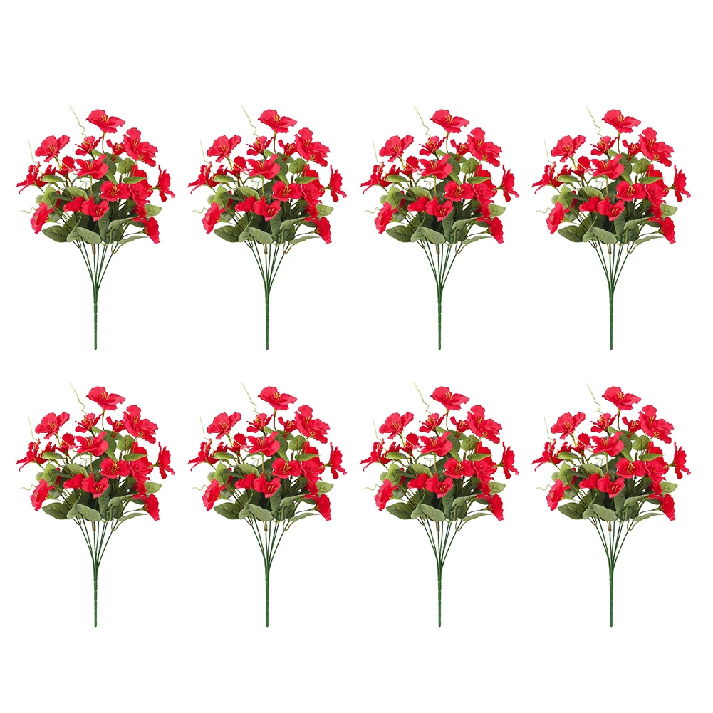 8 حزم من زهور الكركديه الاصطناعية بطول 16 5 بوصات من الحرير الصناعي المقاوم للأشعة فوق البنفسجية للداخلية والخارجية للديكور