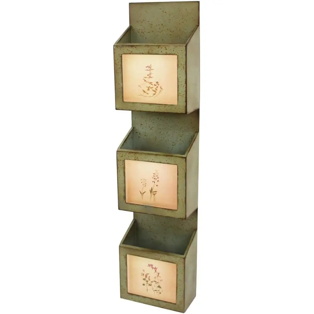 

9.25 X 41.54 X 5.12 Green Rustic Wooden Newspaper and Magazine Holder