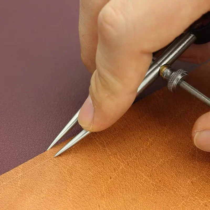 Stainless Steel Round Leg Leather Spacing Gauge Handmade DIY Leather Tool Scribing Gauge Effective Radius 0-75MM
