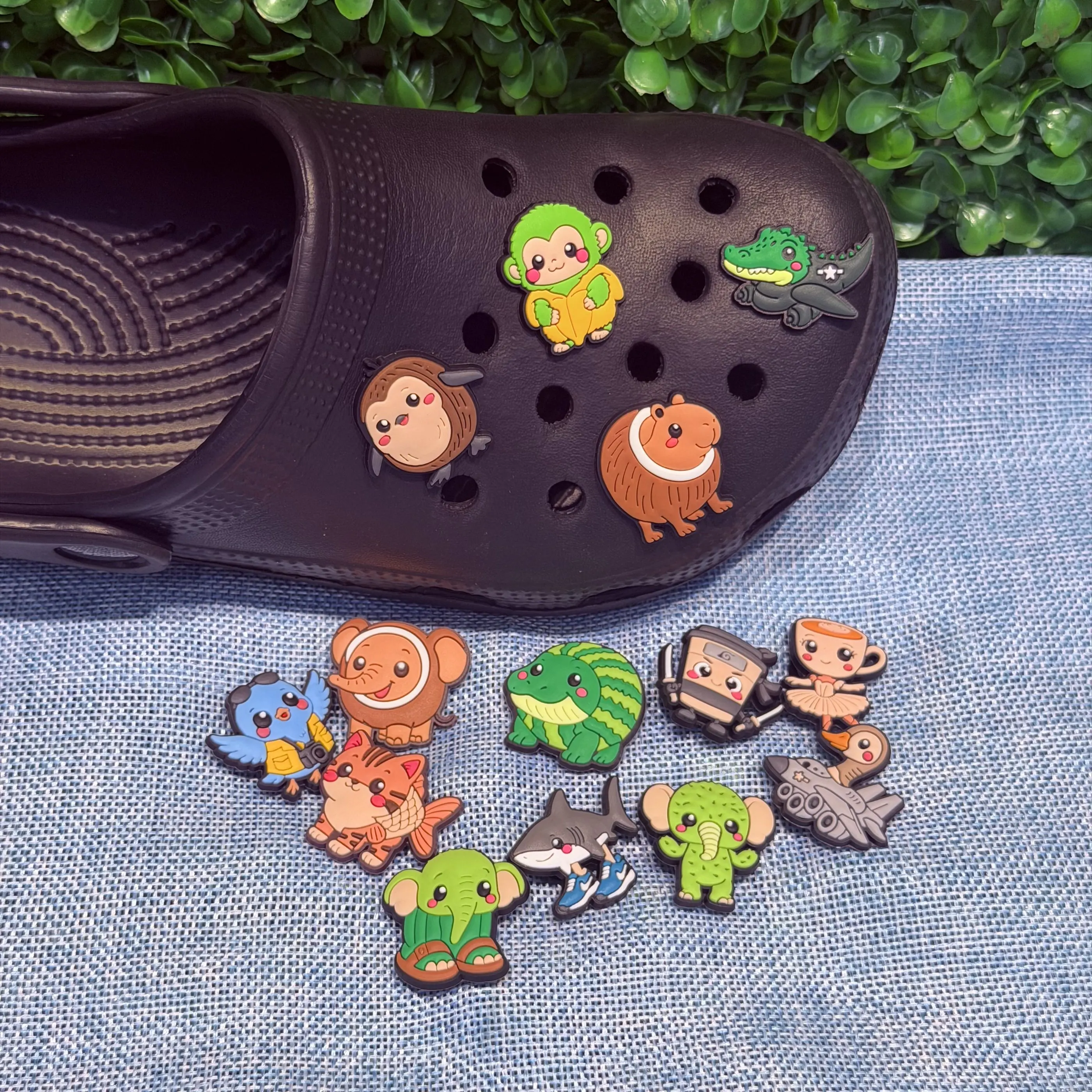 Wholesale 14-50Pcs Capybara Elephant Shark PVC Shoe Decorati