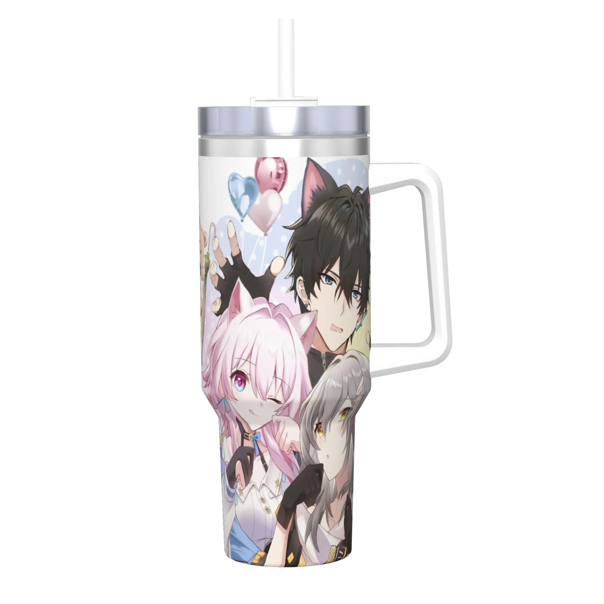 Honkai Star Rail Tumbler With Straw  Stainless Steel Travel Mug Double Wall Vacuum Insulated for Cold Or Hot 40oz