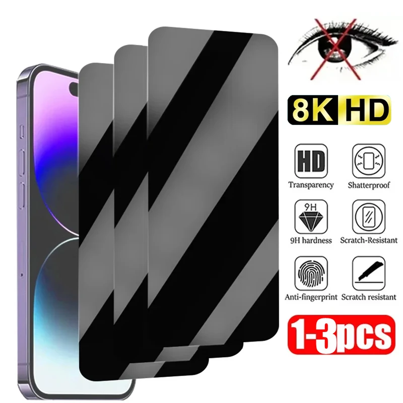 1-3Pcs Privacy Tempered Glass for iPhone 15 14 13 12 11 Pro Max Plus Anti-Spy Screen Protectors for iPhone X XR XS Max SE Glass