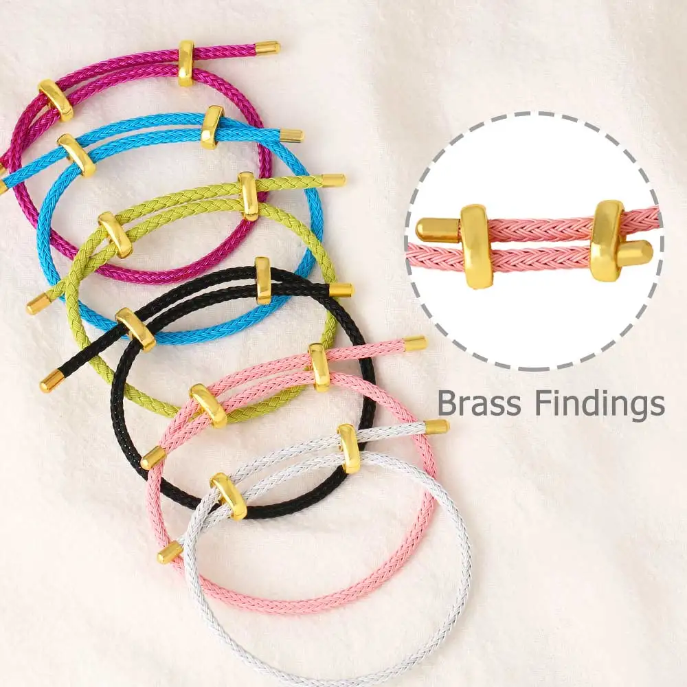 OCESRIO Fashion Multicolor Brass Bracelet Wrist Chain Thread String Adjustable Stainless Steel Jewelry Making Supplies brth61