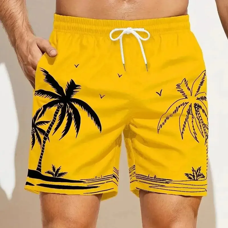 Summer Harajuku 3D Tropic Cocoanut Trees Printing Beach Shorts Flowers Graphic Shorts Men Fashion Streetwear Short Pants Clothes