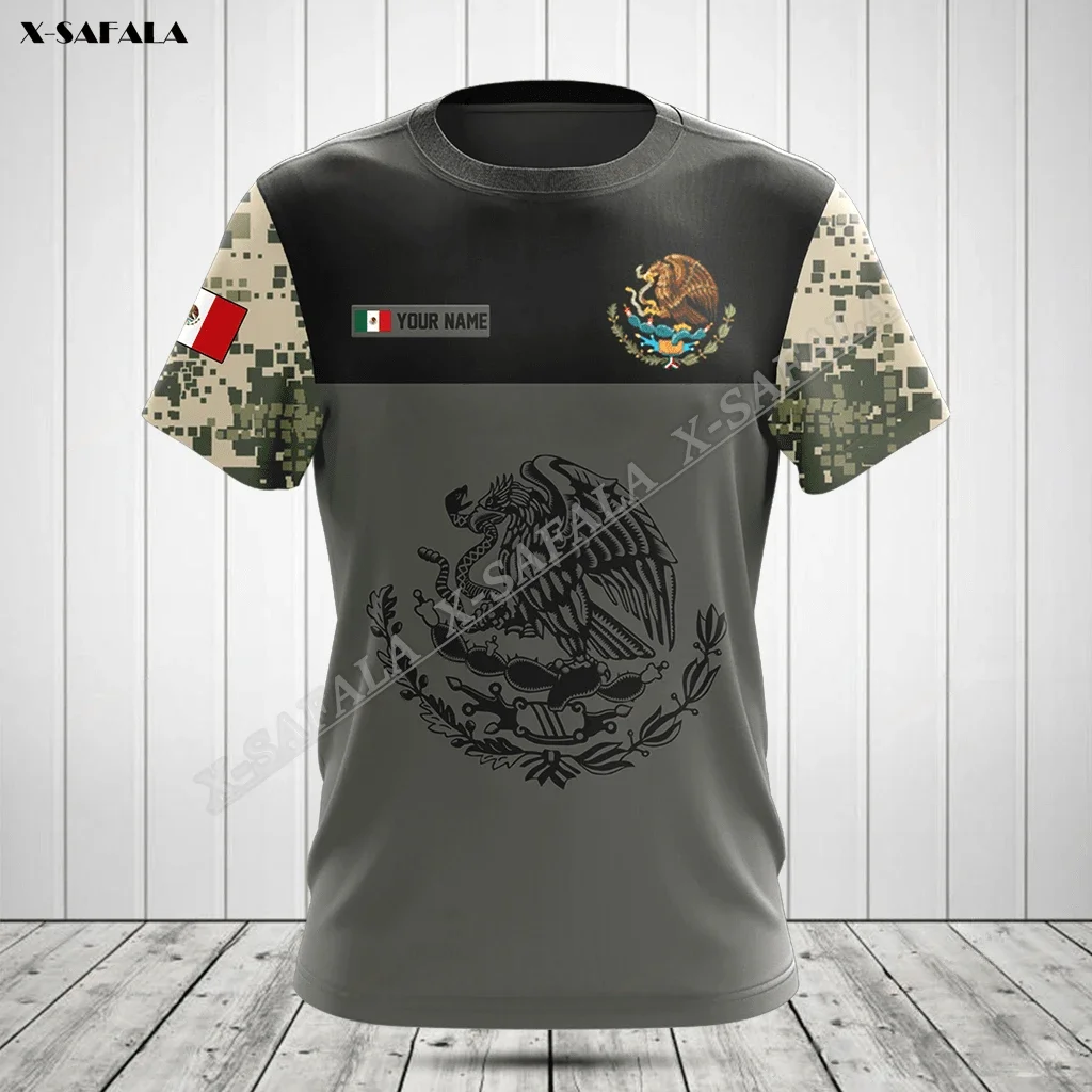 Mexico Eagle Soldier ARMY Camo VETERAN Flag 3D Print T-shirt Summer Men Casual Top Breathable Quick Dry