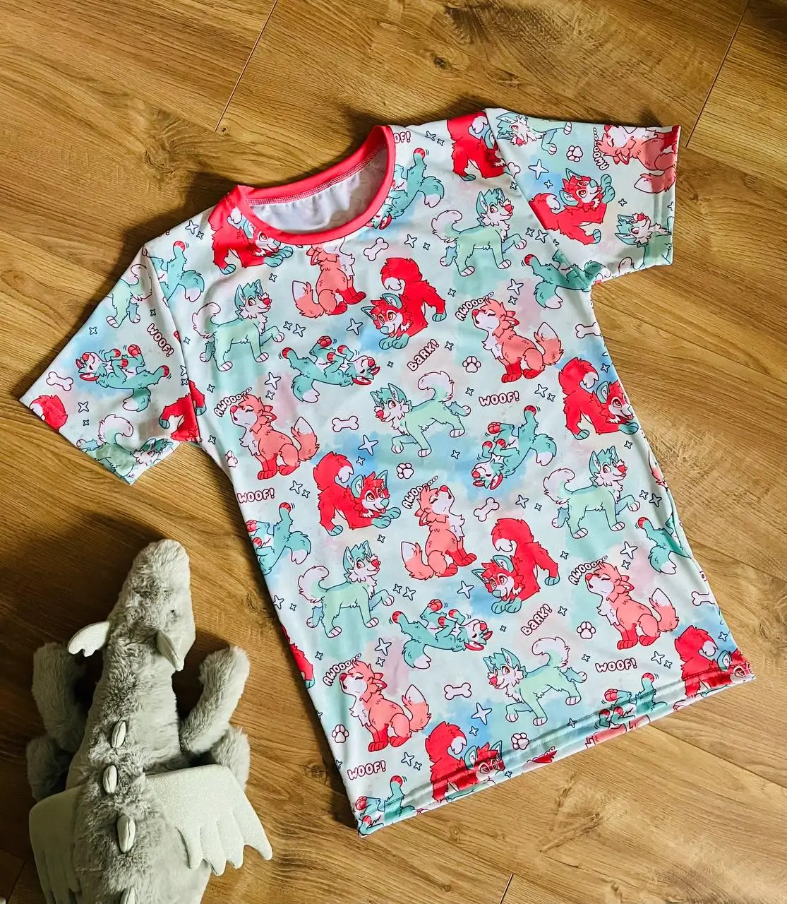 قميص Wolf Puppies _ Babyfur ABDL تي شيرت كاواي باستيل فروي مطبوع برقبة دائرية وأكمام قصيرة ملابس غير رسمية للرجال والنساء #2