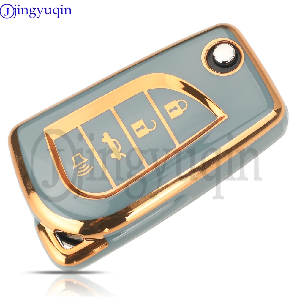 jingyuqin 4 Buttons TPU Car Remote Key Case Cover for Toyota Hilux Corolla Avensis Prado Fortuner RAV4 CHR Camry Accessories