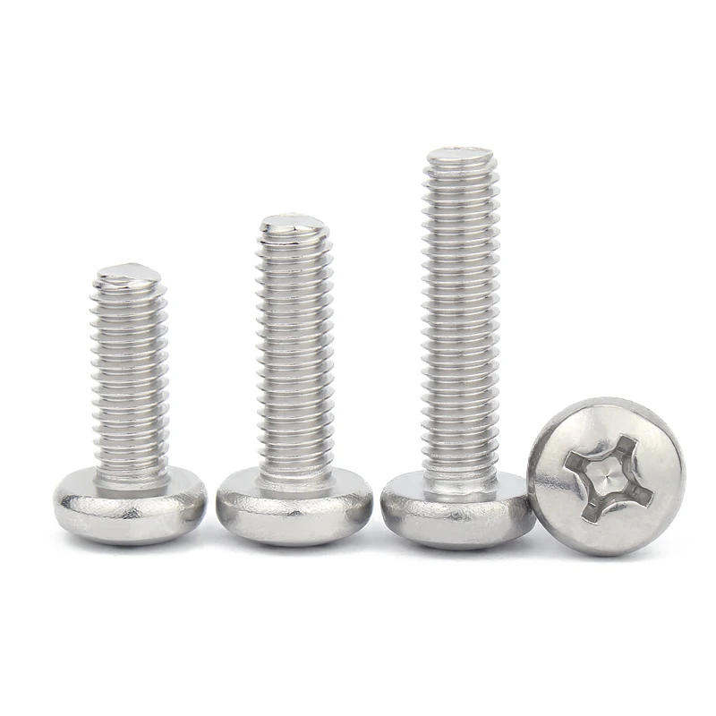 DIN7985 M1 M1.2 M1.6 M2 M2.5 M3 M4 M5 M6 M8 304 Stainless Steel Round Pan Head Phillips Machine Screw Button Head Cap Cross Bolt