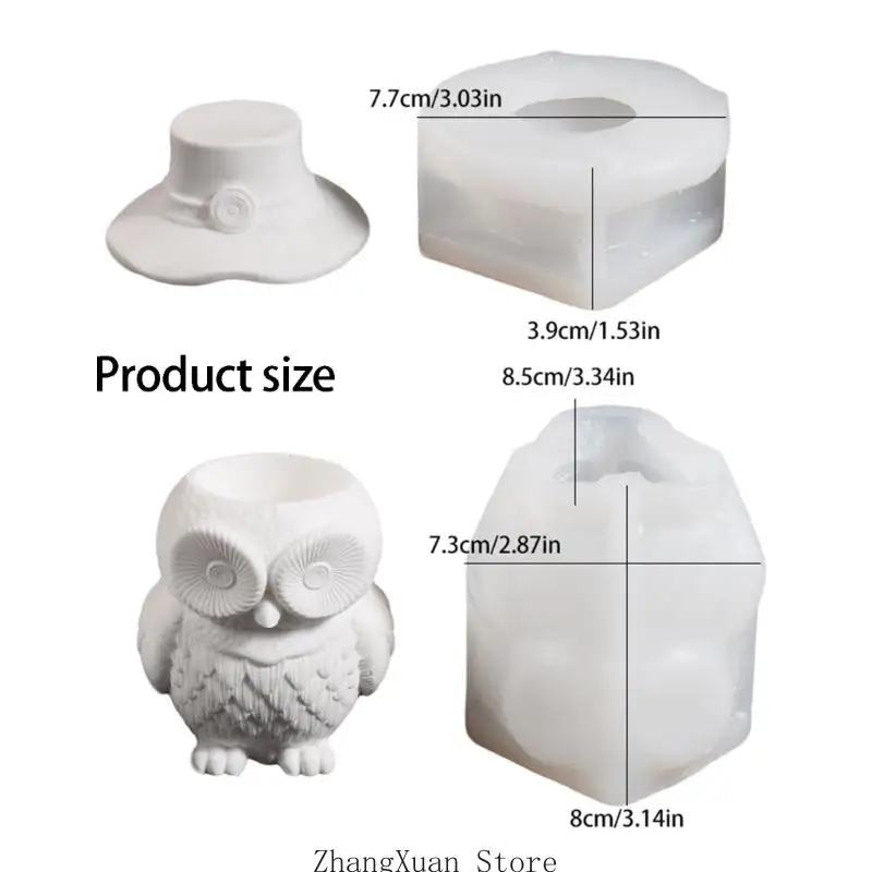 Eulenförmige Silikon-Kerzenform mit detaillierter Federstruktur für Heimwerker, 3 x – Detail 6
