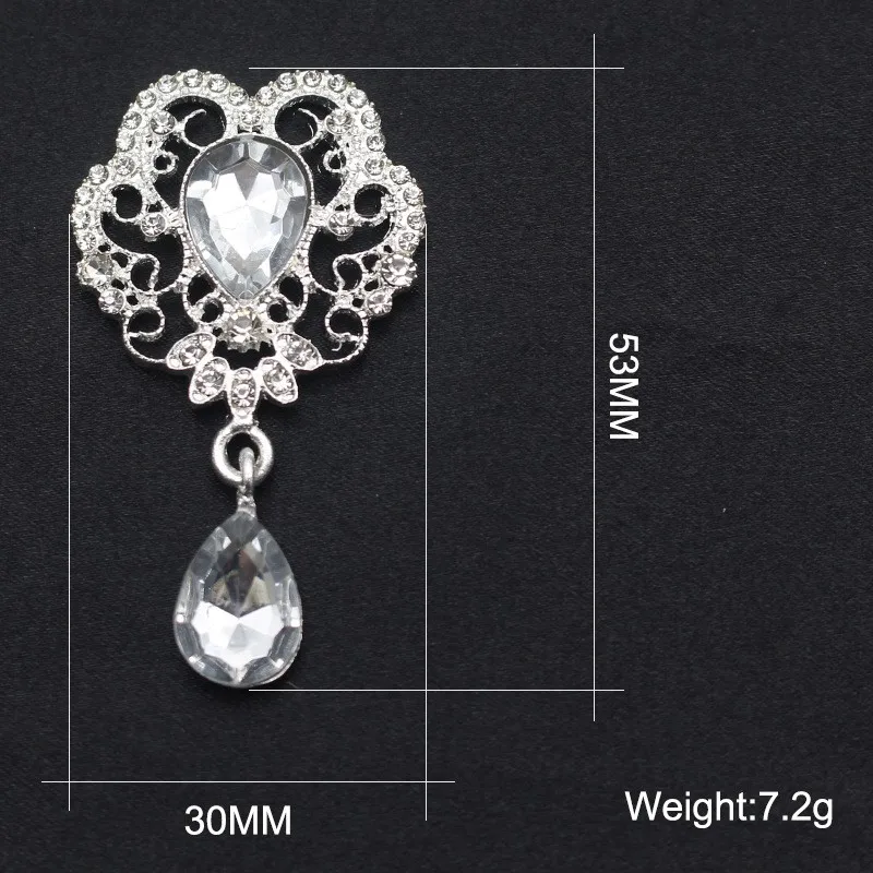 5Pcs 30*53MM Alloy Rhinestone DIY Pendant Used For Wedding Dress, Hair, Wine Bottle And Invitation Decoration Accessories