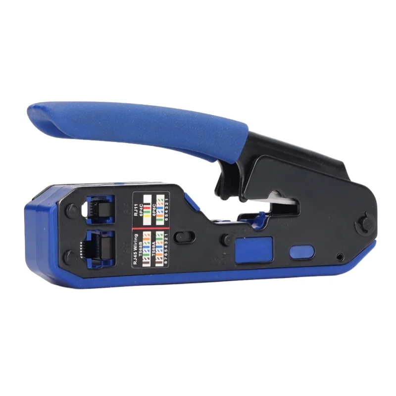 RJ45 Crimping Tool Kit Network Cable Ethernet Jack Pass Through Crimper For Cat5e Cat6 Cat6a Connector
