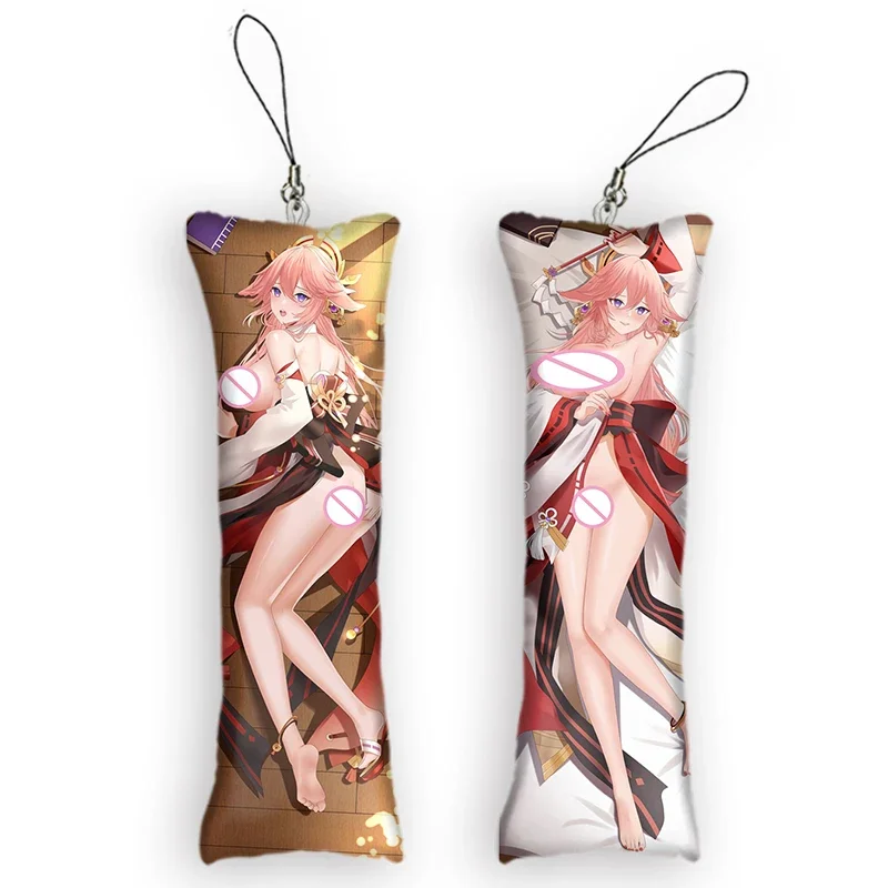 Mini Keychain Cute Anime KeyChain Otaku Fan Gift  Yae Miko Small Pillow Decor Pendant Genshin Impact Dakimakura