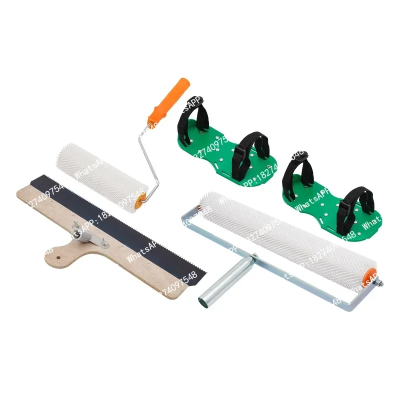 Cement Self-Levelling Tool Kit Cement Floor Leveling Tools with Spike Shoes Roller Remove Bubble Self Leveling Concrete Tool Kit
