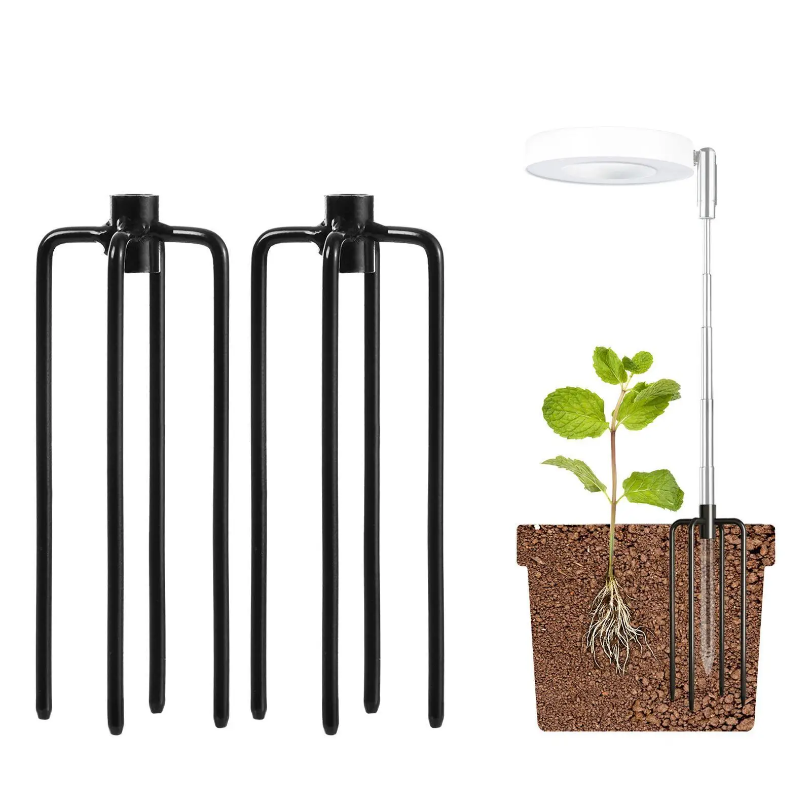 2x LED Grow Lamp Light Bracket Base Stakes Easy Installation Multifunctional Pole Stabilizer Stand for Lantern Bird Feeder Pole