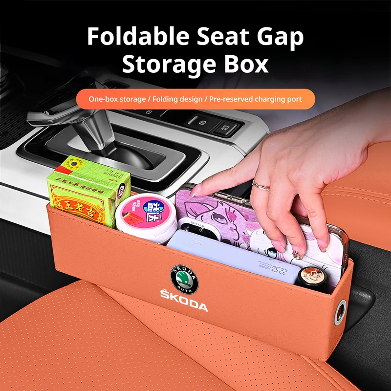 

1x Car Universal Seat Seam Storage Box for Skoda Octavia Kodiaq Kamiq Fabia RS Rapid Yeti Karoq Vision Auto