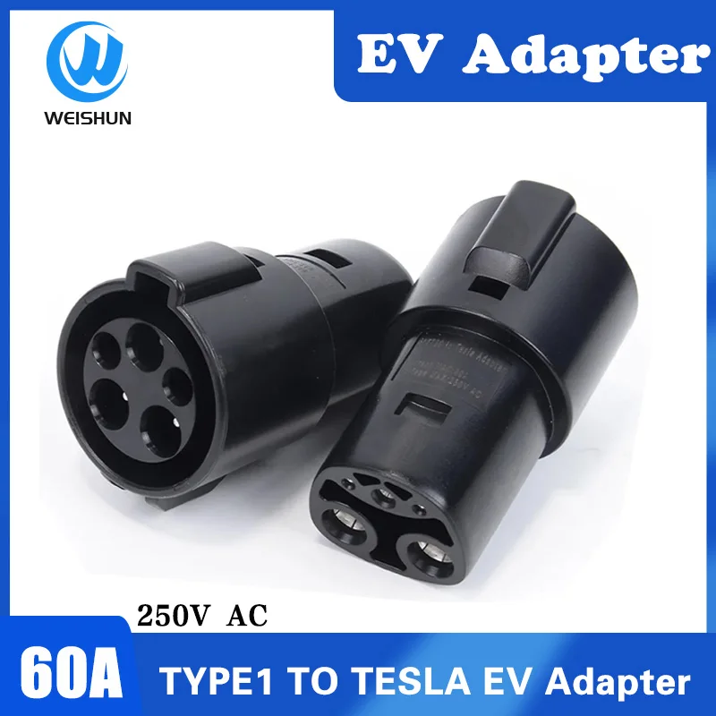 EV Charger Adapter Type1 J1772 to Tesla Model X Y 3 S for Electric Vehicle Charging Plug Connector EVSE Conversion Tesla Socket