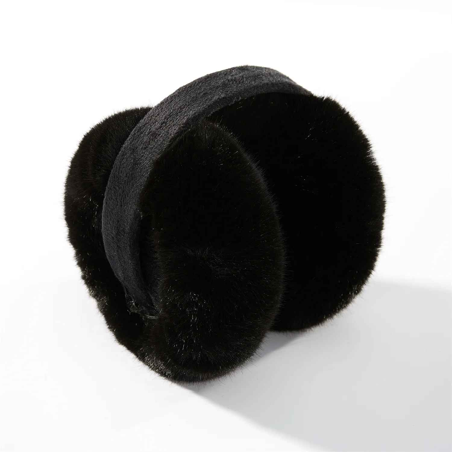 Anjj Foldable Black Earmuffs Exquisite High Quality Soft Plush Warm Windproof Ear Muffs Imitation Rabbit Fur Woman Girl Accessor