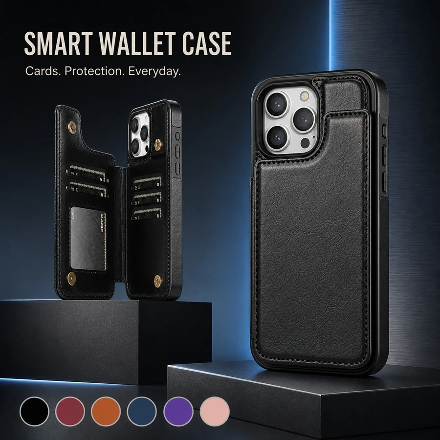 Кошелек с RFID-защитой, антикражный магнитный кожаный чехол для iPhone 18 Pro Max 18 Pro, ударопрочный защитный чехол.
