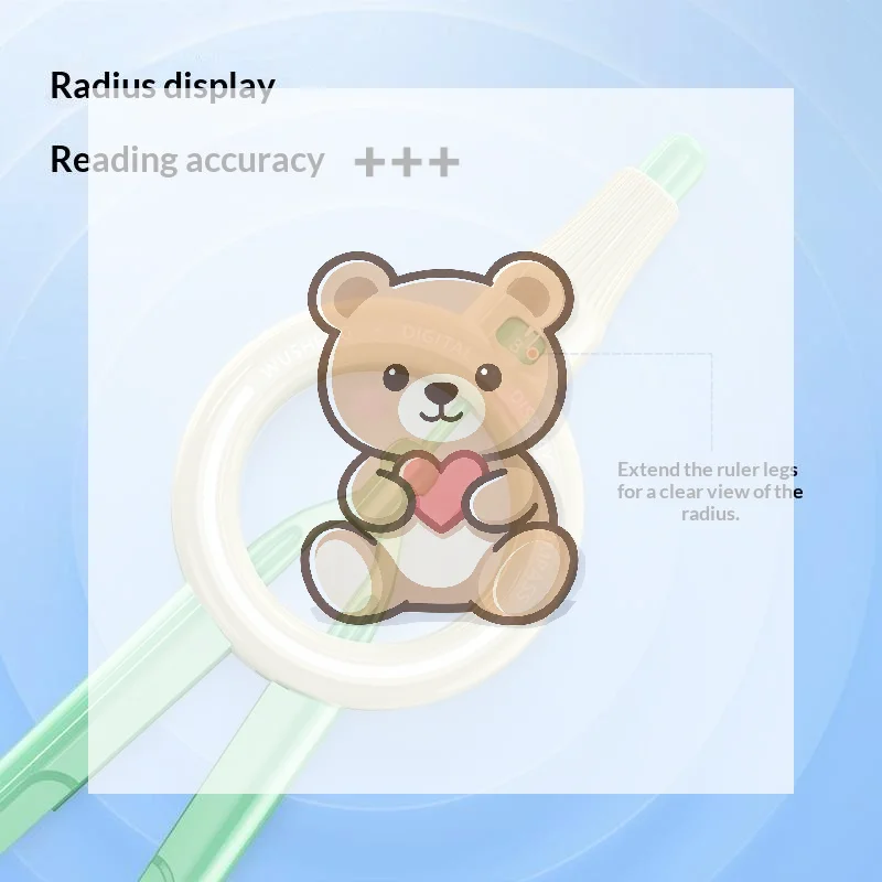Push Button Digital Display Drawing Compass ABS Integrated Ruler with Scale for Teacher Classroom Geometry Teaching
