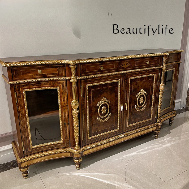 British Windsor Castle series side cabinet European solid wood shell parquet inlaid side cabinet