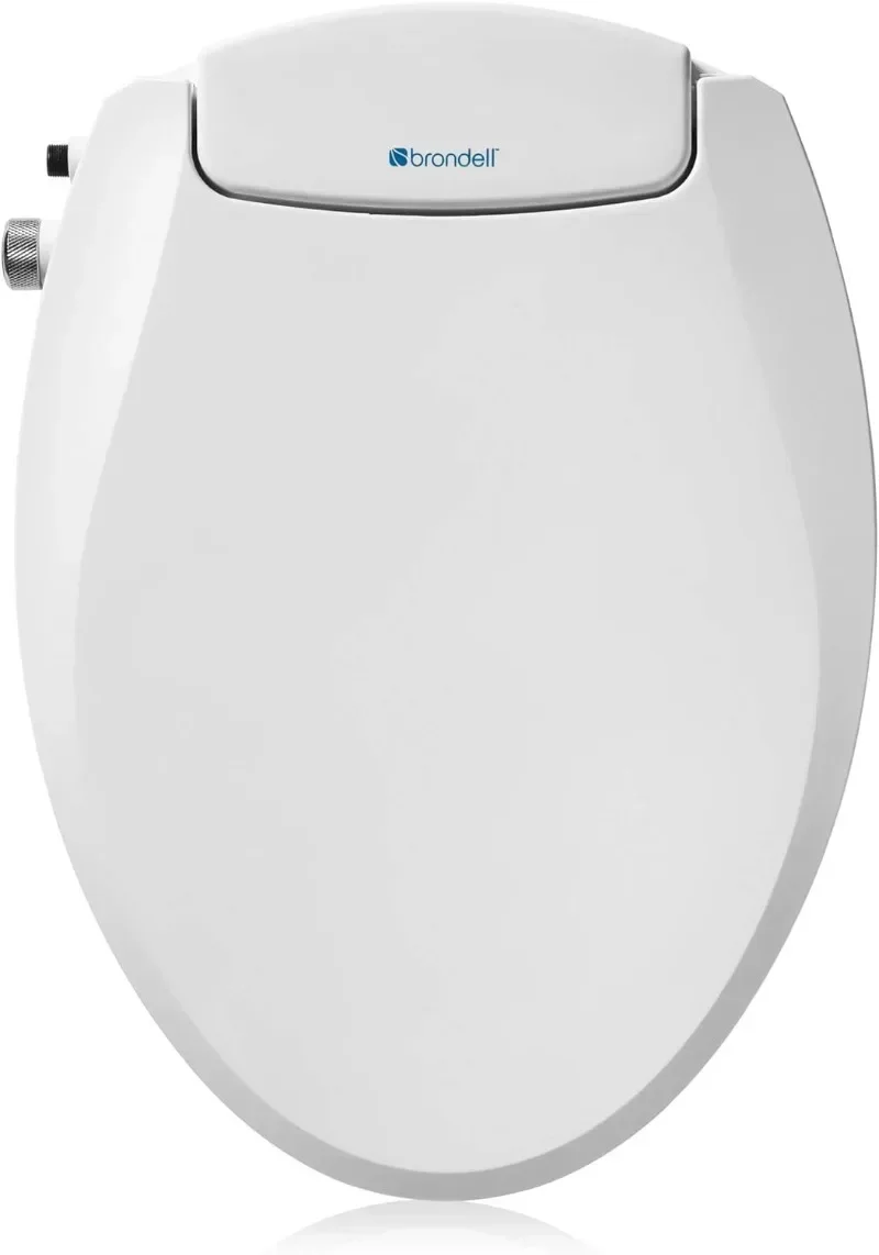 

v For Brondell Bidet Toilet Seat Non-Electric Swash Ecoseat, Fits Elongated Toilets, White - Dual Nozzle System, Easy Installa
