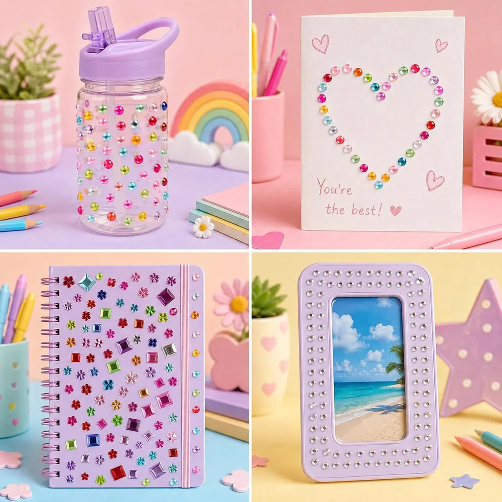 Kinder-Edelstein-Aufkleber, selbstklebend, Acryl-Strasssteine, verschiedene Formen, Kristall-Juwelen, DIY-Basteldekoration, Scrapbooking, Party, Festival – Detail 5