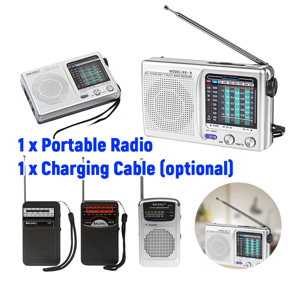 Portable Handheld Radio Built-in Speaker SW AM FM Digital Radio Battery Operated Emergency Weather Radio Pocket Pointer Radio