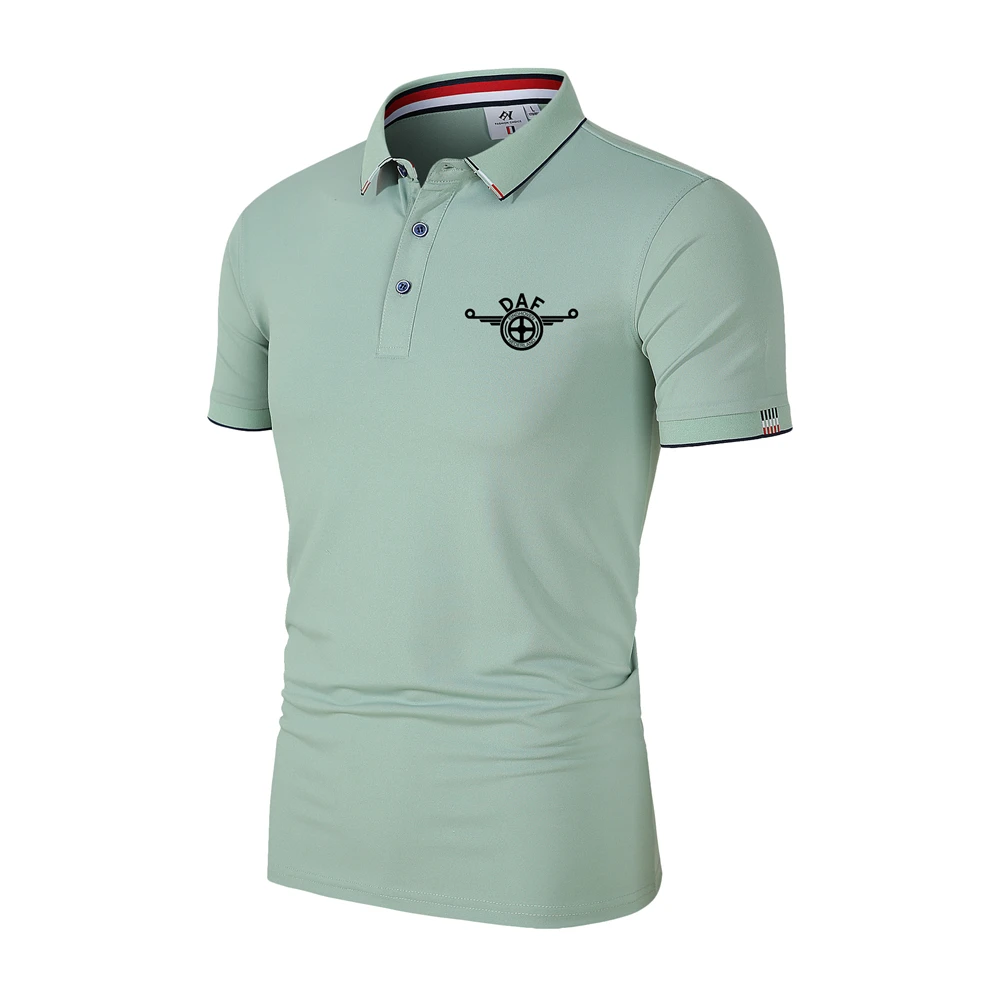 2024 Nieuwe Heren Polo Top Vandoorne 'S Automobielfabriek Daf Logo Casual Effen Kleur Business Slim Fit Flip Kraag Heren Polo Top