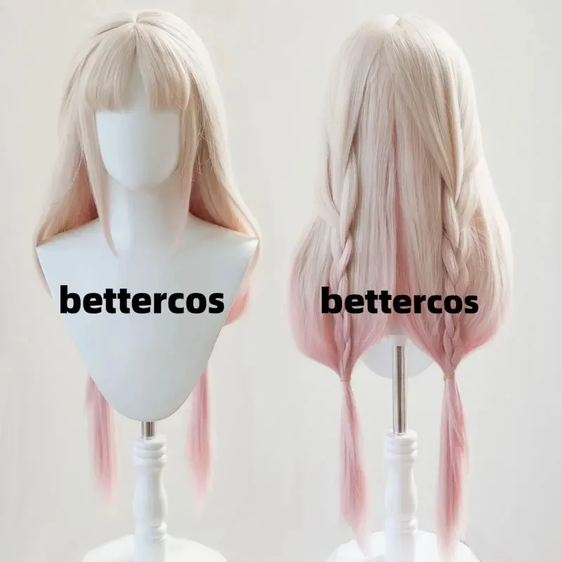 Game Naraka Bladepoint Hutao Cosplay Tsuchimikado Kurumi Wig 80cm Gradient Pink Hair Two Braids Carnival Halloween Party CDDR34D
