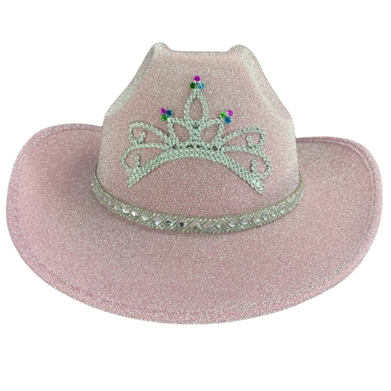 Carnivals Sequins Cowboy Hats Woman Cowgirl Hat with Diamond Crown Western Party Cowboy Hats Woman Performances Hat