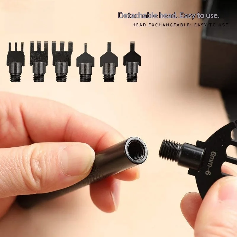 

1Set Steel Handle Leather Flat Punch Set with Interchangeable Heads for Thonging Chisel Craft Tool