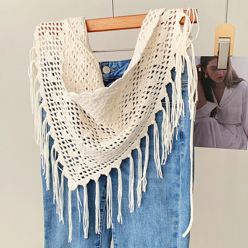 

Женский пояс-шарф в богемном стиле, треугольный, этнический, вязаный, ажурный, модный, хлопковый, одинарный, аксессуар для талии