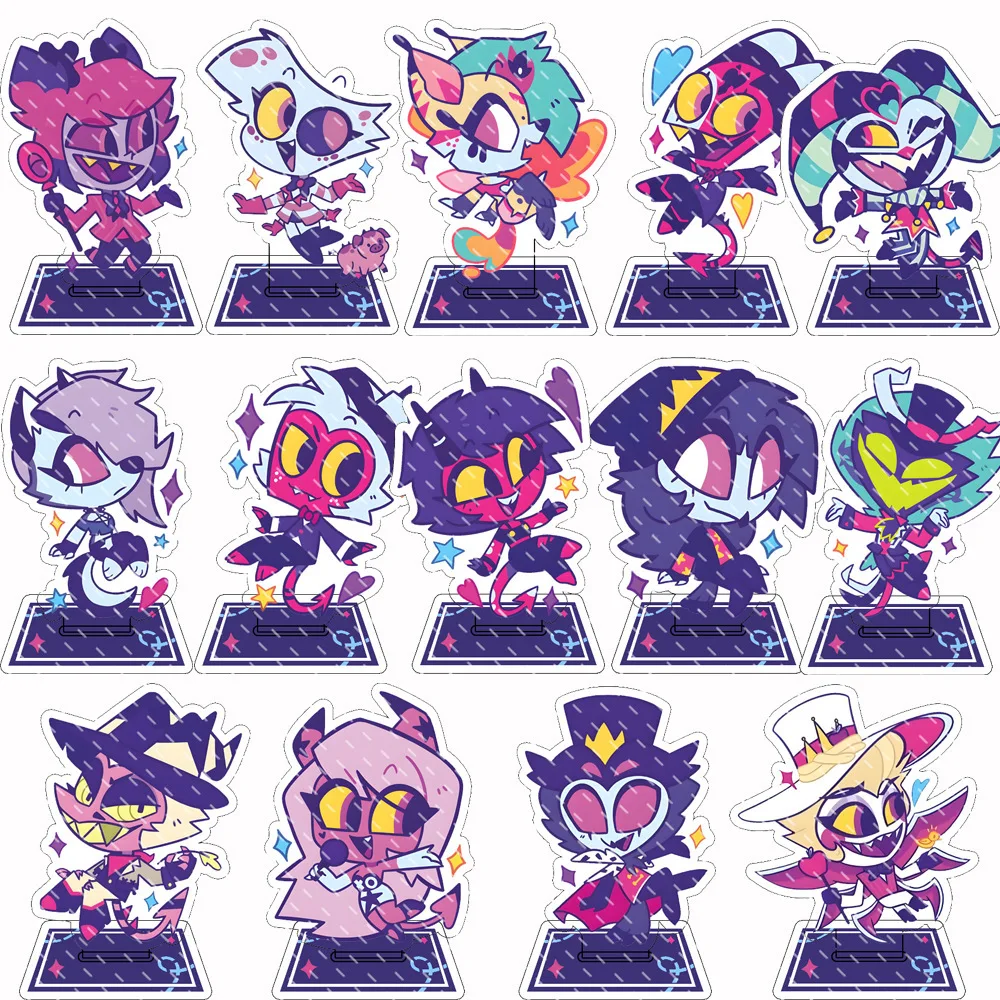 Hazbin Hotel Anime Merch Q Version Acrylic Stand Charlie Morningstar Vaggie Alastor Angel Dust Desktop Ornament Keychain Jewelry