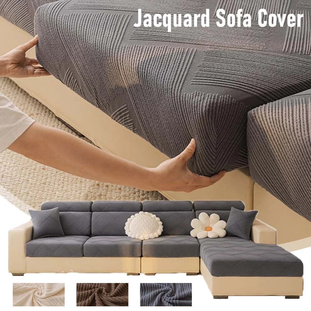2027 New Jacquard Stretch Sofa Seat Covers Pet Friendly Separated Couch Cushion Slipcover L-shaped Chaise Lounge Sofa Protector